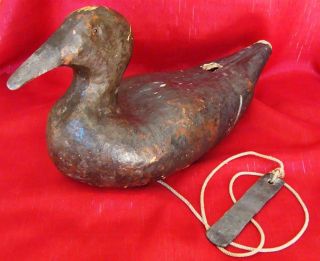 Very Old   Glass Eyed   Hollow   Duck Decoy   Composition   As Found