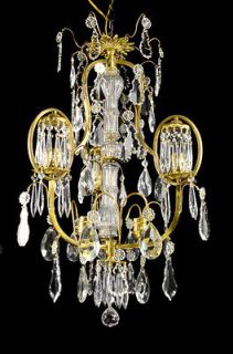 Style Antique Vintage Brass Bronze Crystal Glass Chandelier Pendant