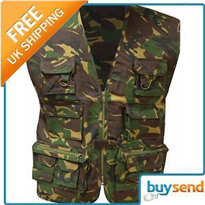 Multi Purpose Army Waistcoat Flack Jacket Camo Small Water Repellent