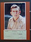 ANDY GRIFFITH personal family bank check signed husnband and wife