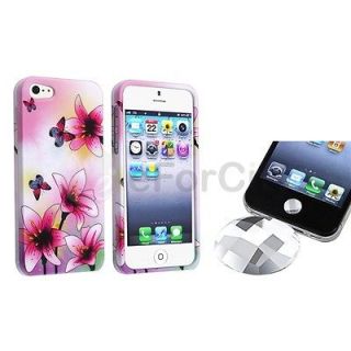 Clear Diamond Sticker+For iPhone 5 Hard Protector Case Spring Lilies