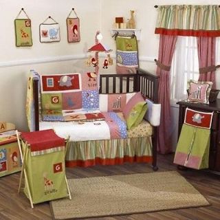 ALPHABET SOUP 9pc Crib Bedding Set Lamp shade RUG Blankets animals NEW