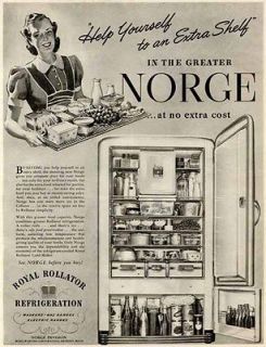 RARE 1940 AD FOR ROYAL ROLLATOR REFRIGERATORS BY NORGE
