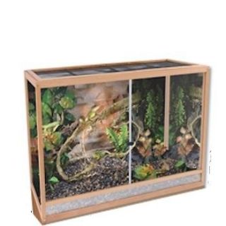 NEW Reptile Amphibian Habitat Cage.Glass.Bee ch Wood.Pet Pen.Exhibit