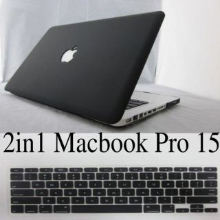 2in1 Black Rubberized Hard Case Cover For Macbook Pro 15/15.4inch