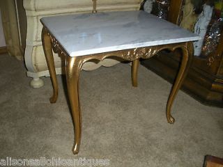 French Style Marble Top End Table side Table Gold Gilded Wood Frame