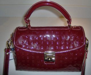 Arcadia POLO RED Patent Leather Medium Purse / Bag Made In Italy New