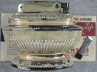 Vintage Queen Anne Ronson Silver Plate Fancy Table Lighter in Box