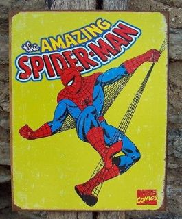 Antique Style Spiderman Metal Sign Comic Book Home Man Cave Wall Decor