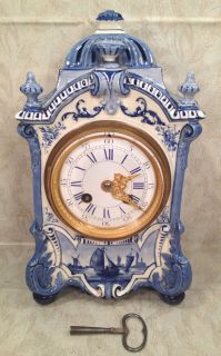Type Porcelain Clock Medaille Dargent Vincent 1855 Movement Runs