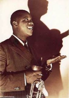 Young Louis Armstrong JAZZ Musician POSTCARD Trumpet Shadow