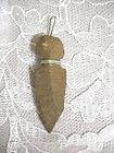 WIRE WRAPPED CARVED SLATE STONE ROCK ARROW HEAD PENDANT SUEDE NECKLACE
