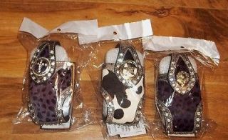 NIP Cowgirl Bling Cell Phone Case PU Leather Purple  Cow Print