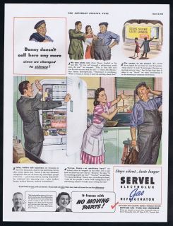 1941 Servel Gas Refrigerator Vintage Repairman Print Ad
