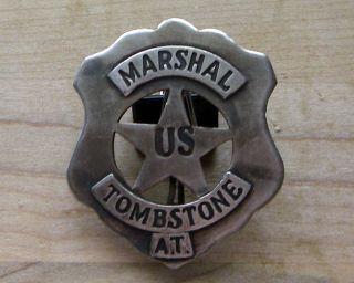 MARSHALL TOMBSTONE BADGE BW   34 SHERIFF WESTERN POLICE