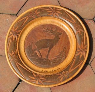 VITO CADORE Vintage Italy Wall Hanging Wood Wooden Plate Deer Stag