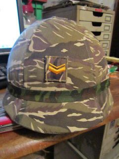 OLD M1 HELMET TIGER STRIPE COVER & CORPORAL PATCH +CAMOUGLAGE BAND