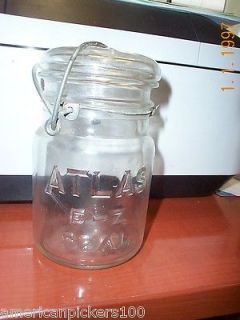 vintage~small~ Mason jar~w lid~Atlas~E Z Seal~HA 5055~clear~exc l~6T