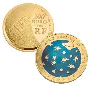 200 EURO Lastronomie ASTRONOMY BLUE GOLD PROOF 1oz .999 GOLD COIN