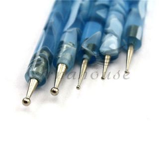 92‘’ 2 Way Blue Nail Art Tool Dotting Painting Marbleizing Pen