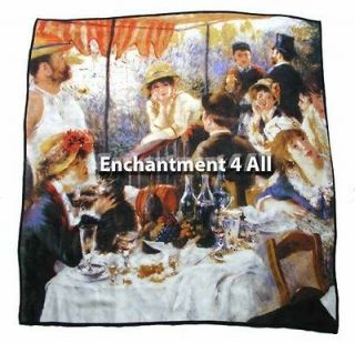Pure Silk Art Scarf Wrap 35x35 Renoirs Luncheon Of Boating Party