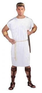 white TUNIC roman mens adult costume halloween medieval julius cesar