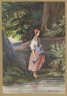 William James Mueller (1812 1845) Young Water Carrier , Watercolor