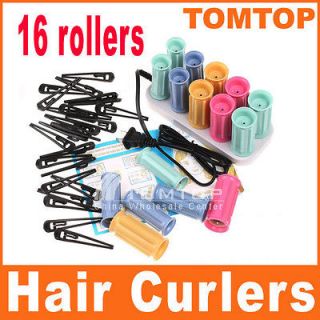 Hair Curlers Rollers Perm Set Ceramic Heater 16 Rollers 24 Hairpins