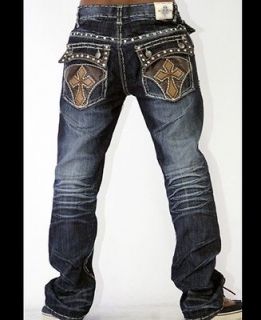Kayden K Leather Cross Jeans Indigi Khaki pants hip hop mens designer