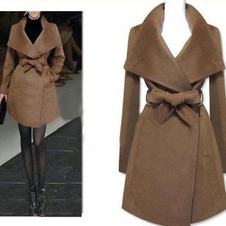 2012 Fashion Womens Winter Coat Cashmere Blending Lapels Belt Jacket