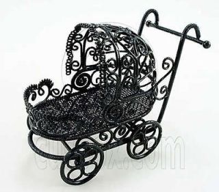Black Wire Nursery Baby Stroller Pram New 112 Dolls House Dollhouse