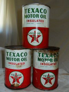Texaco Motor Oil Cans Old 1930s Vintage Set Classic Car Garage Decor