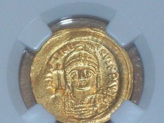 527 565 AD Byzantine Empire Rare Gold Coin AV Solidus Justinian I NGC