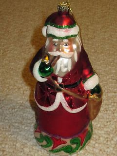 New 2012 Glittery Jim Shore Santa Claus Smoking a Pipe Glass Christmas