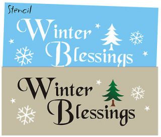 STENCIL Winter Blessings Lodge Pine Tree Primitive Sign