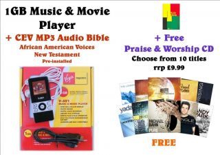 1GB Music & Movie Player+NKJV NT  Audio Bible+FREE Praise & Worship