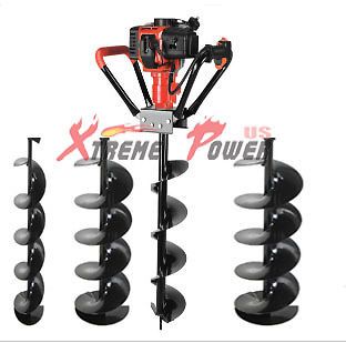 55cc Gas Power One Man Post Hole Digger Earth ice Driller w/ 2 Bit 4