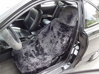 2pcs Genuine Merino Sheepskin Car Seat Covers Charcoal 25mm extra