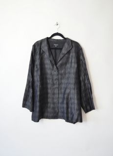 Black Gray Silver Crinkle Silk Dotted Duster Jacket Car Coat  XL