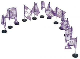 Funeral Procession Flags COMPLETE w/banner, post, and base 1 DOZEN