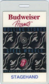ROLLING STONES 1989 STEEL WHEELS TOUR Laminated Backstage Pass