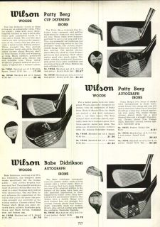 1951 ad Wilson Golf Clubs Babe Didrikson Patty Berg Louisville Slugger