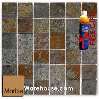  Brazilian Multicolor Slate Tile & Stone Mosaic Sheet for Flooring