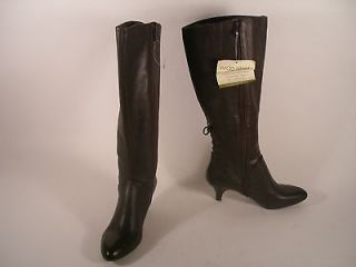 NATURALIZER SHOES, DINKA WIDE CALF RIDING BOOT LEATHER BROWN SIZE