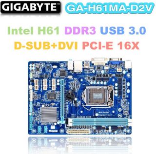 Gigabyte GA H61MA D2V M ATX Motherboard intel Core i3/i5/i7/Penti um