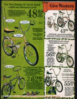 1968 ad Hustler Banana Seat Buzz Bike Bicycle Wheelie Steering Wheel