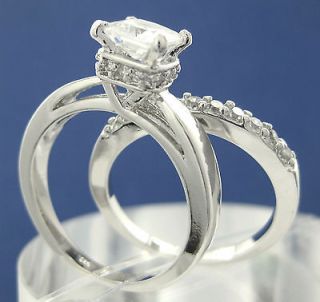 Piece Sterling Silver Women Engagement Wedding Bridal Band Ring Set