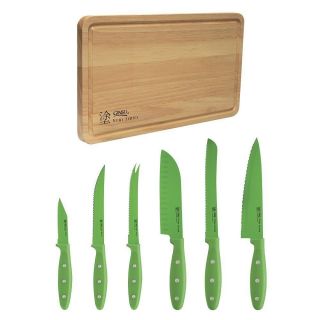 Ginsu Nuri Cutlery Set with Bonus Cutting Board 6 pc Green