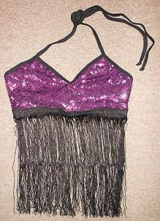 Marcea Sequin Ballroom Dance Jazz Black Purple Costume Sports Bra Top
