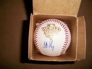 Autographed World Series baseball by Jonathan Sanchez